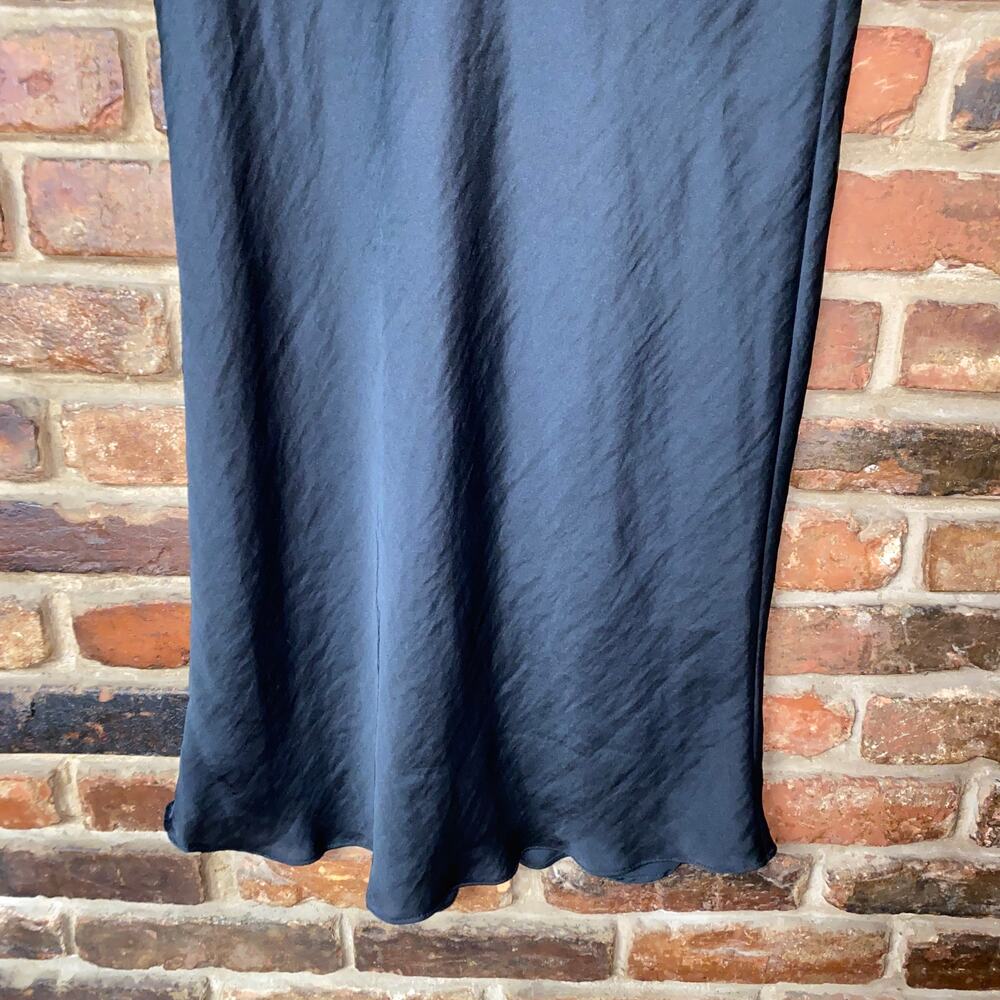 Free People Black Normani Bias Satin Midi Slip Skirt Women's Size 4 - Picture 4 of 8